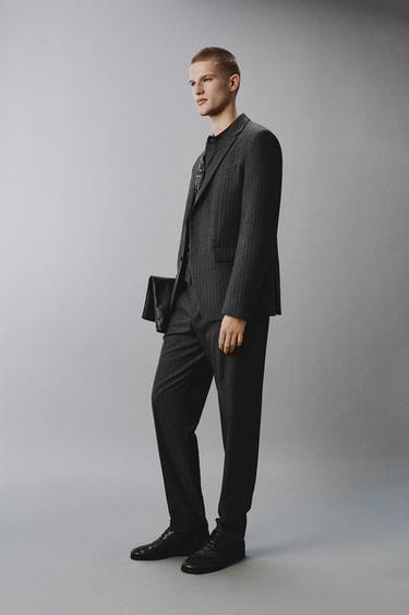 PINSTRIPE SUIT BLAZER - Anthracite Grey by Zara - Image 3