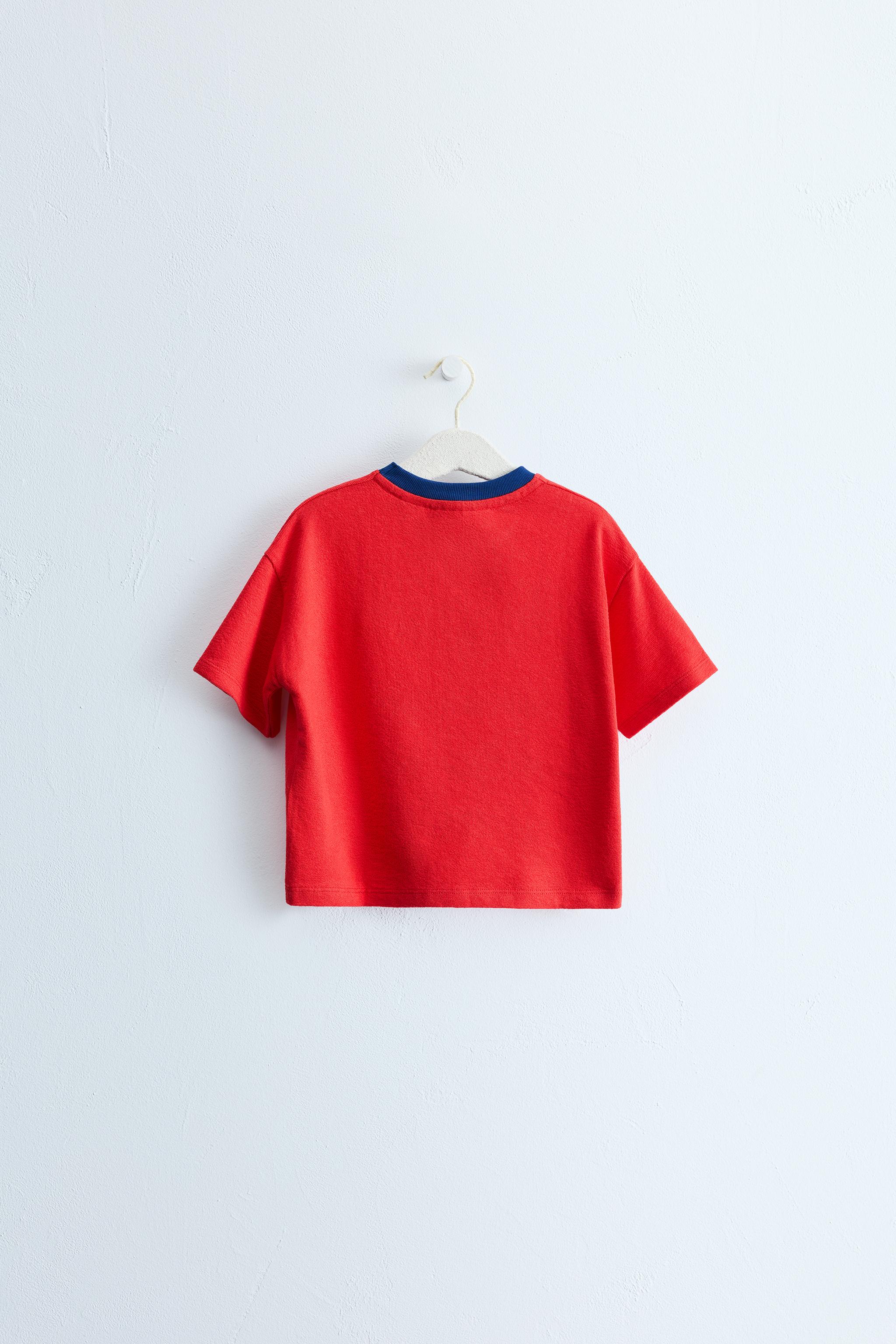 ZARA TIMELESS - CONTRAST NECK T-SHIRT — Red