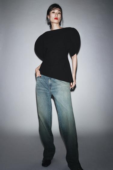 ZW COLLECTION PUFF SLEEVE TOP - Black by Zara