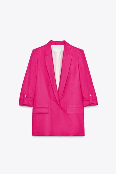 БЛЕЙЗЕР С ПОДВОРАЧИВАЕМЫМИ РУКАВАМИ — ЦВЕТ ФУКСИИ от Zara
