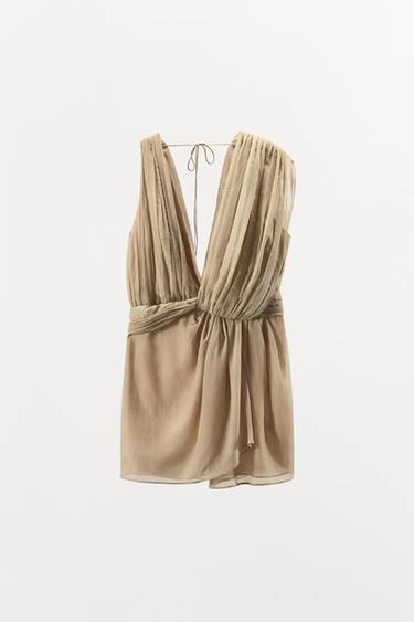 ZW COLLECTION GATHERED MINI DRESS - Light beige by Zara - Image 0