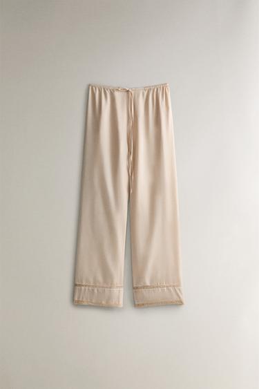 OPENWORK SATEEN TROUSERS - Light beige by Zara - Image 0