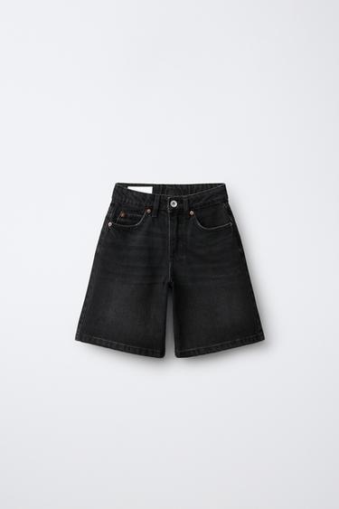 STAR PRINT DENIM BERMUDA SHORTS - Black by Zara - Image 0