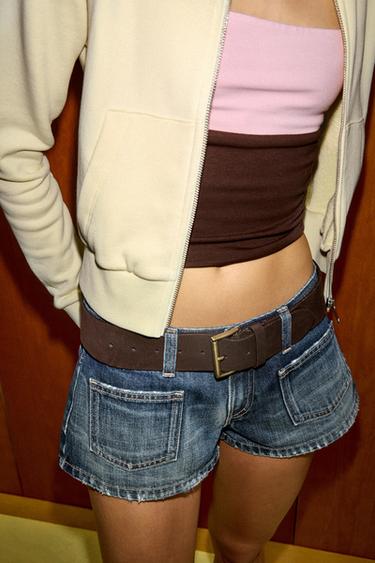 Zara 100% 絨面真皮腰帶 - 棕色