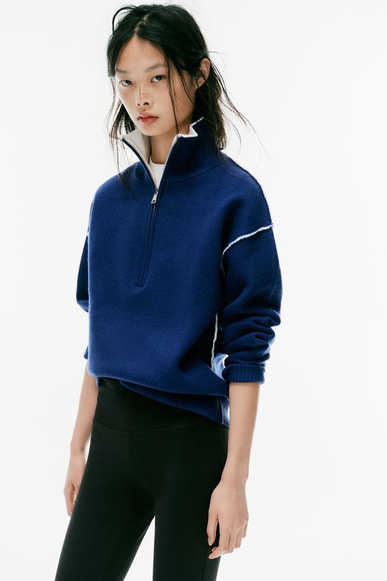 Sweter typu oversize z łączonej dzianiny