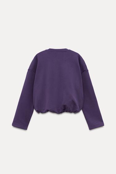 GATHERED CROPPED SWEATSHIRT - Purple by Zara - Image 5
