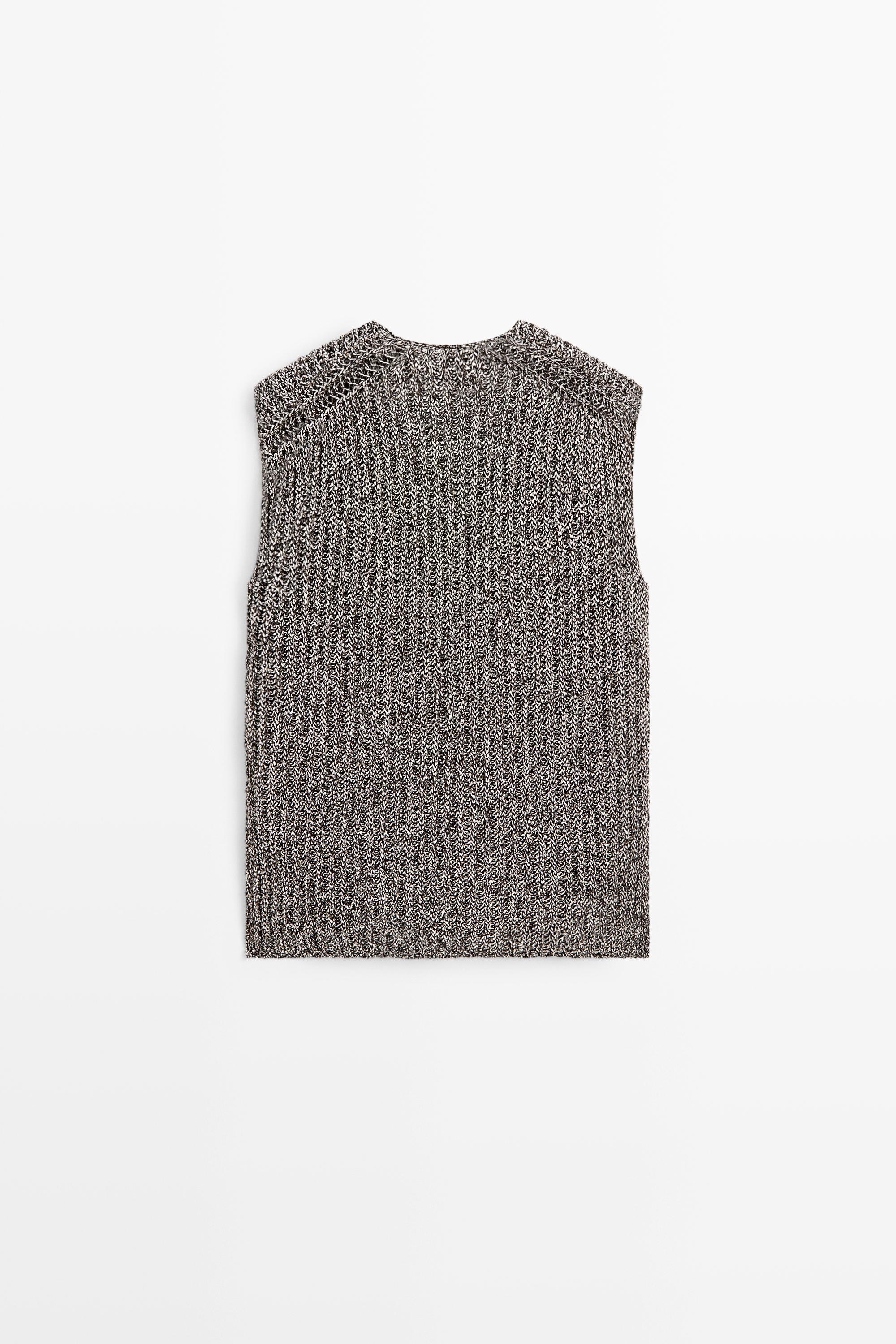 Top en maille chinée de coton mélangé