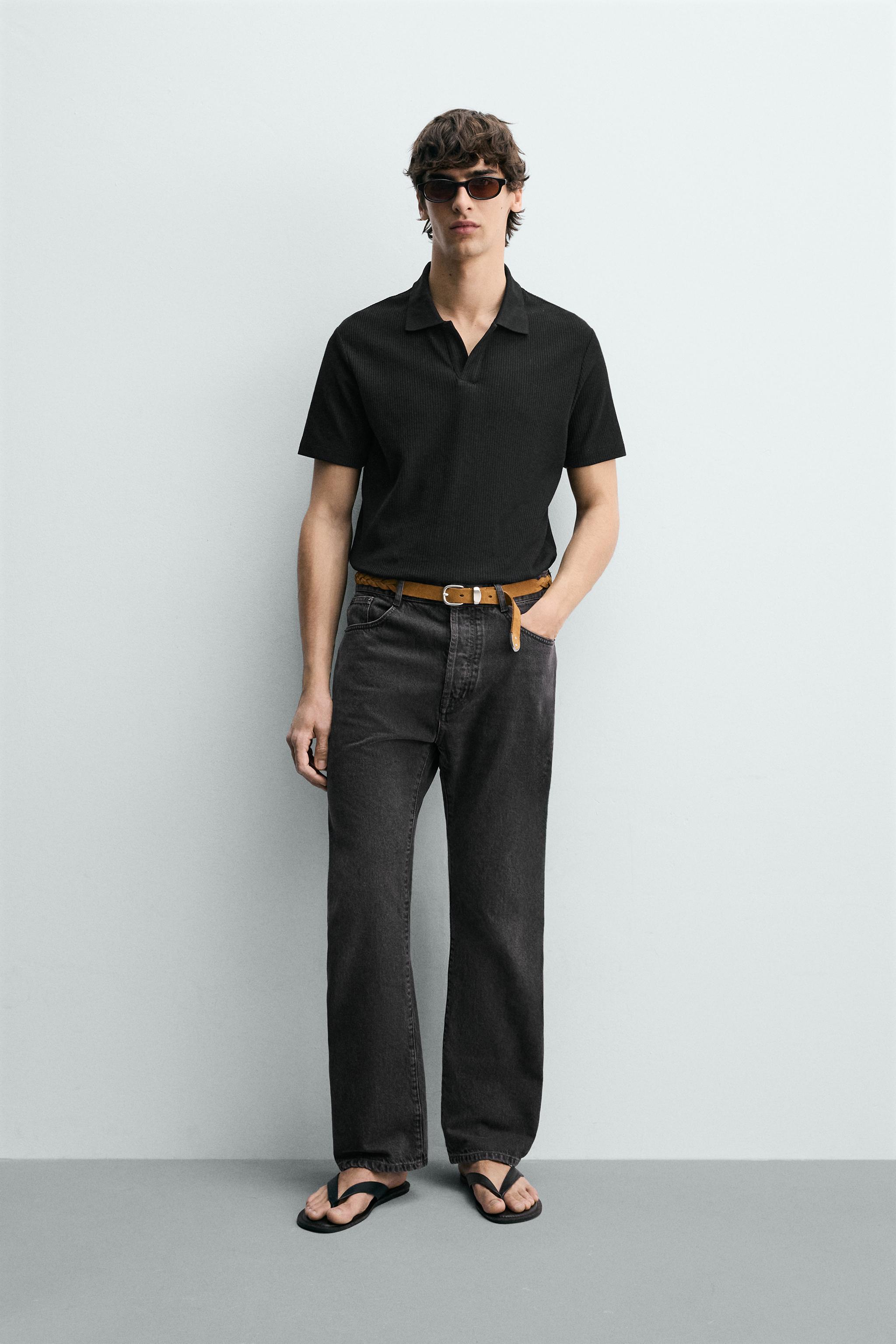 Zara DİKEY DOKULU POLO T-SHIRT