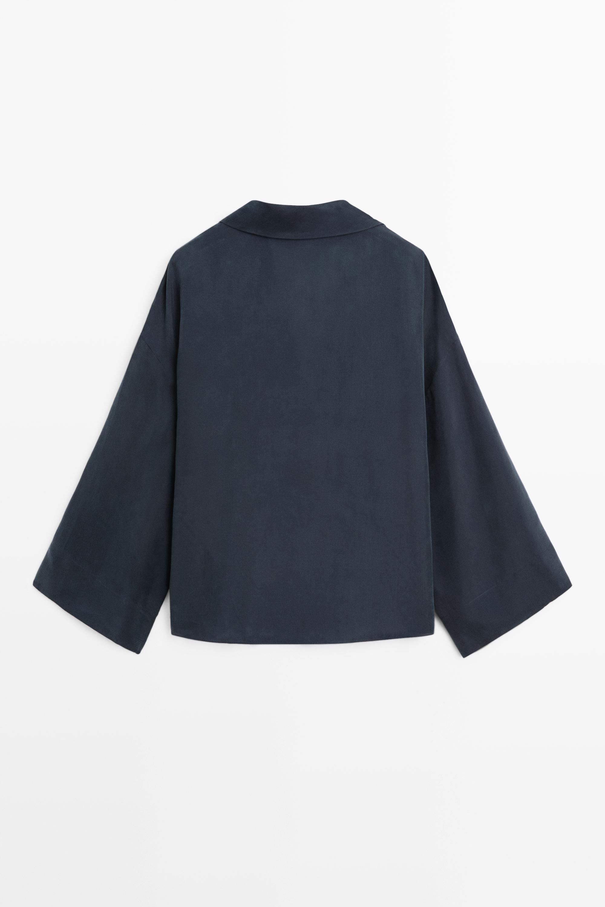 Flowing gathered wrap blouse
