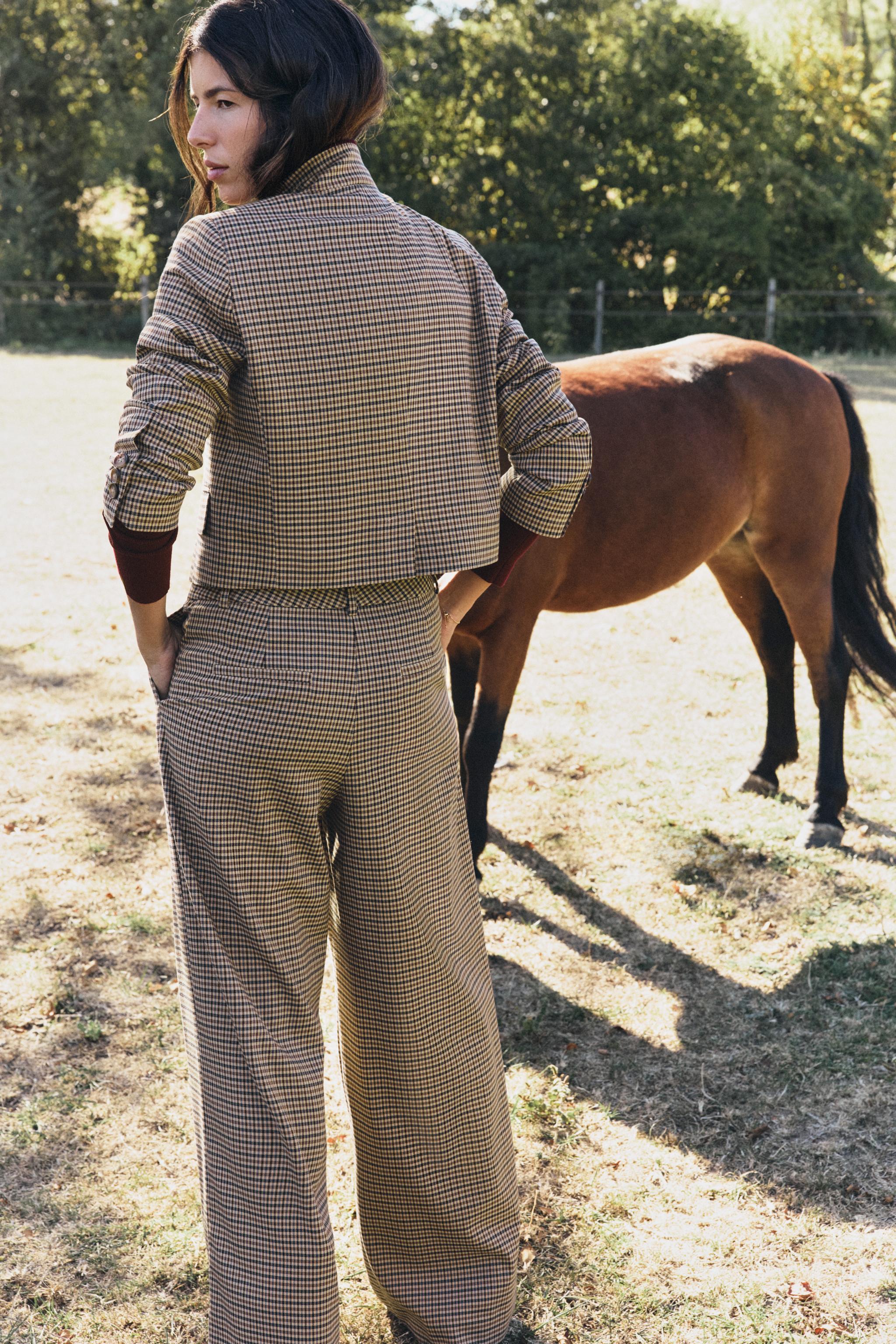 WIDE-LEG PLAID PANTS