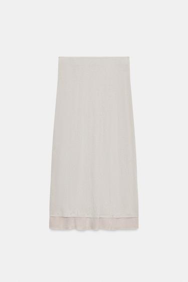 CREASED KNIT MIDI SKIRT - Sand / Marl by Zara - Image 2