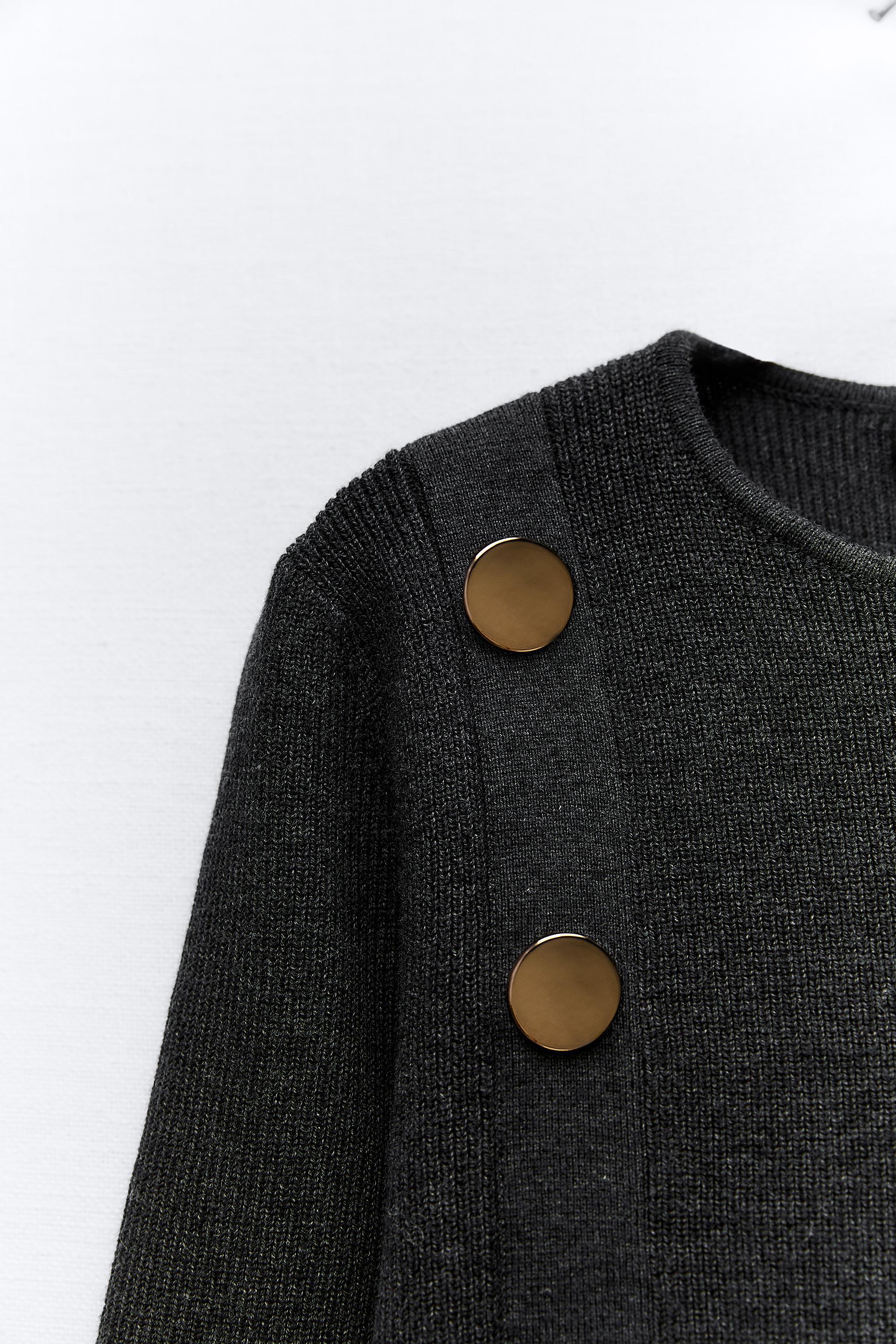 サイドボタン ニット セーター - ミディアムグレー | ZARA Japan / 日本