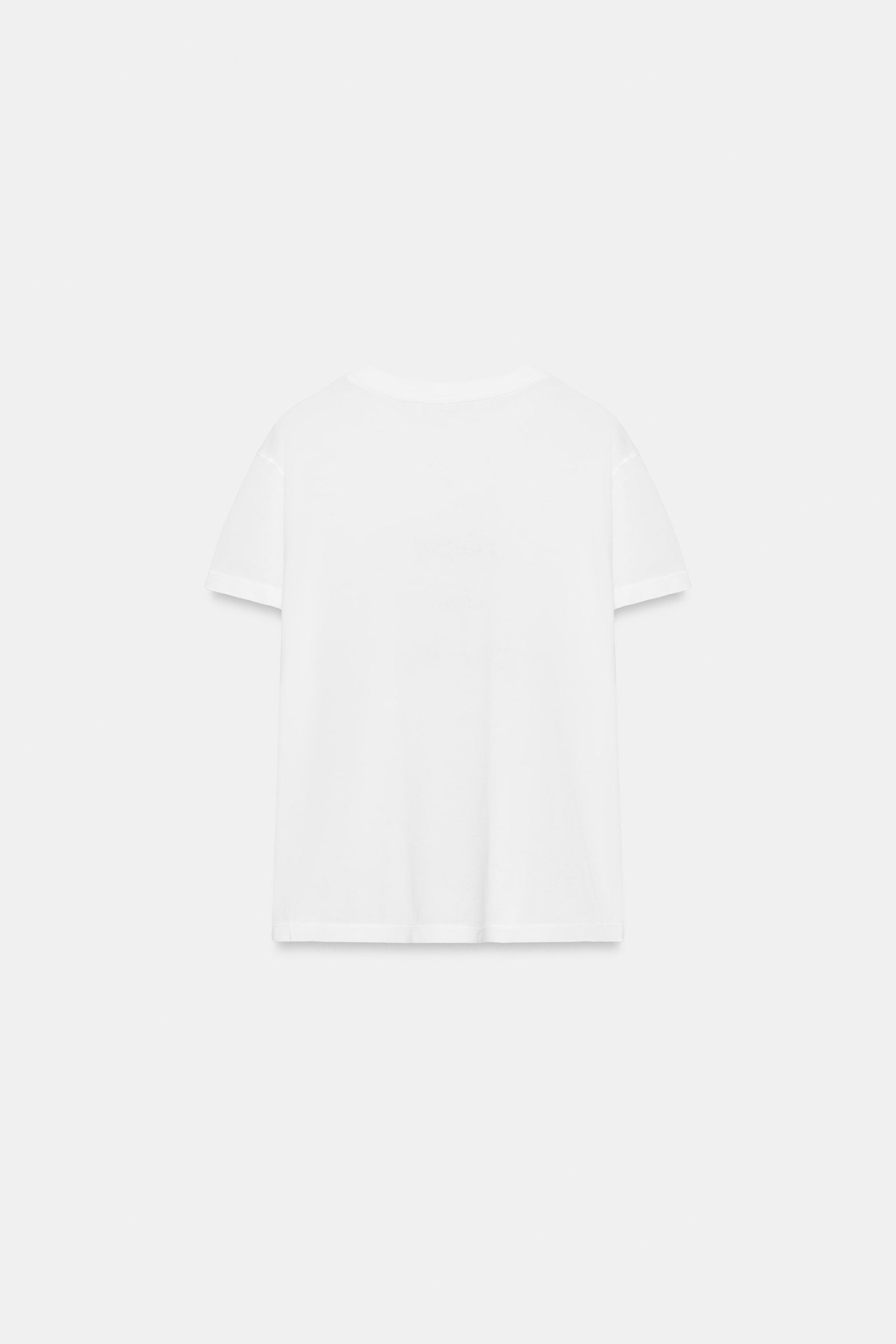 Женские футболки Zara FLUID TEXT T-SHIRT — фото 6