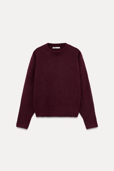 PULL DOUX EN MAILLE UNI - Bordeaux de Zara
