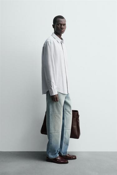 CHEMISE OXFORD RAYURES - Bleu ciel de Zara - Image 3