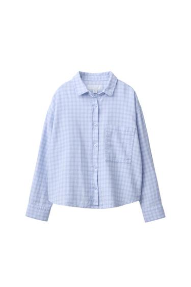 CAMISA CUADROS OVERSIZE - Azul claro de Zara