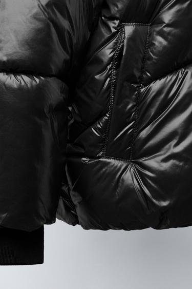 WATER-REPELLENT QUILTED COAT WITH HOODIE - Black by Zara - Image 5