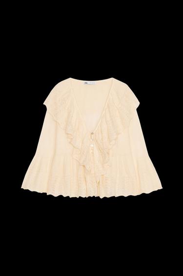 RUFFLED KNIT TOP - Vanilla by Zara
