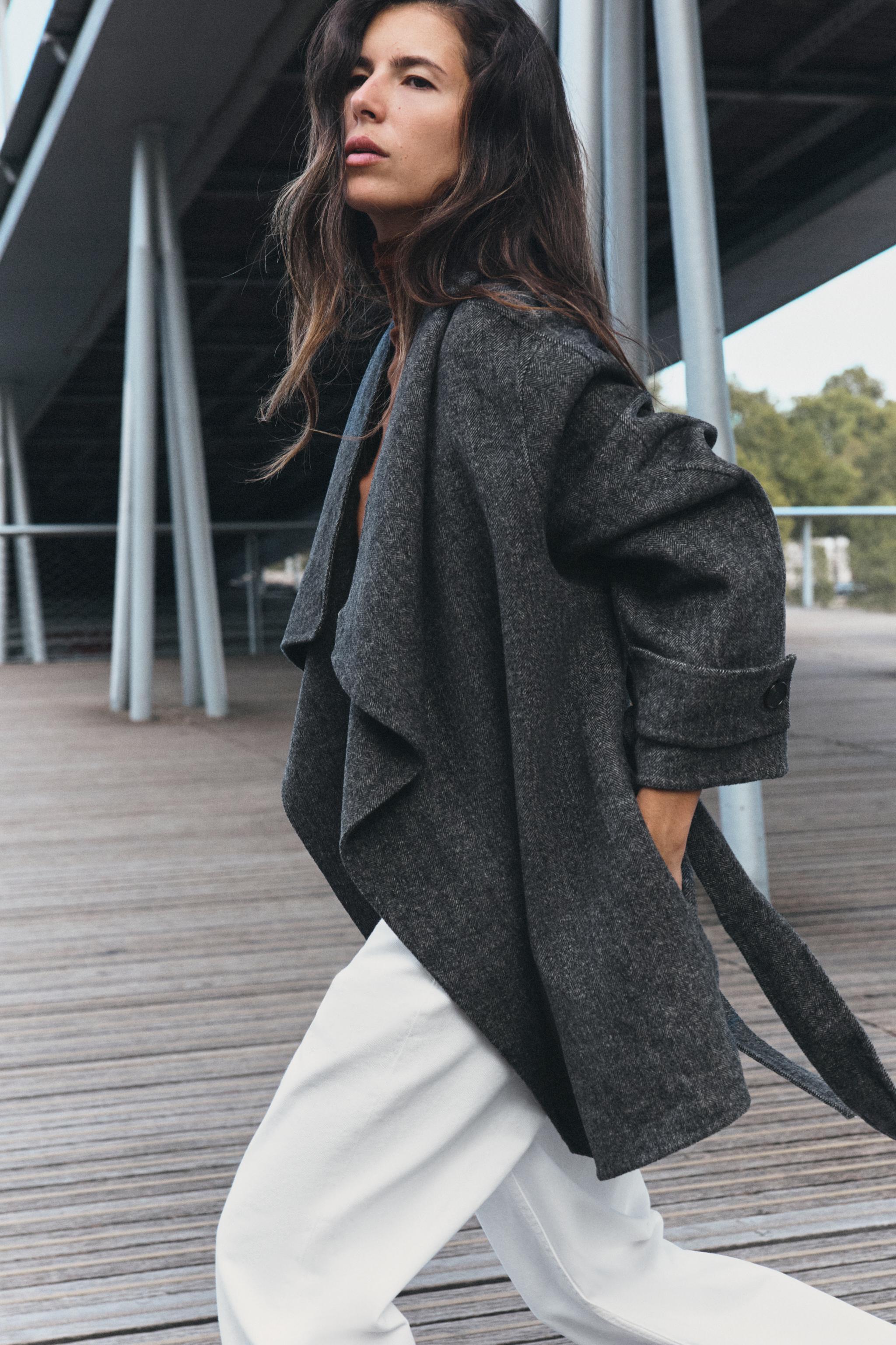 WOOL-BLEND BELTED DOUBLE-BREASTED COAT