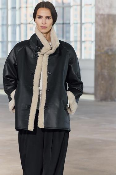 Zara DOUBLE FACED JACKET ZW COLLECTION - Black