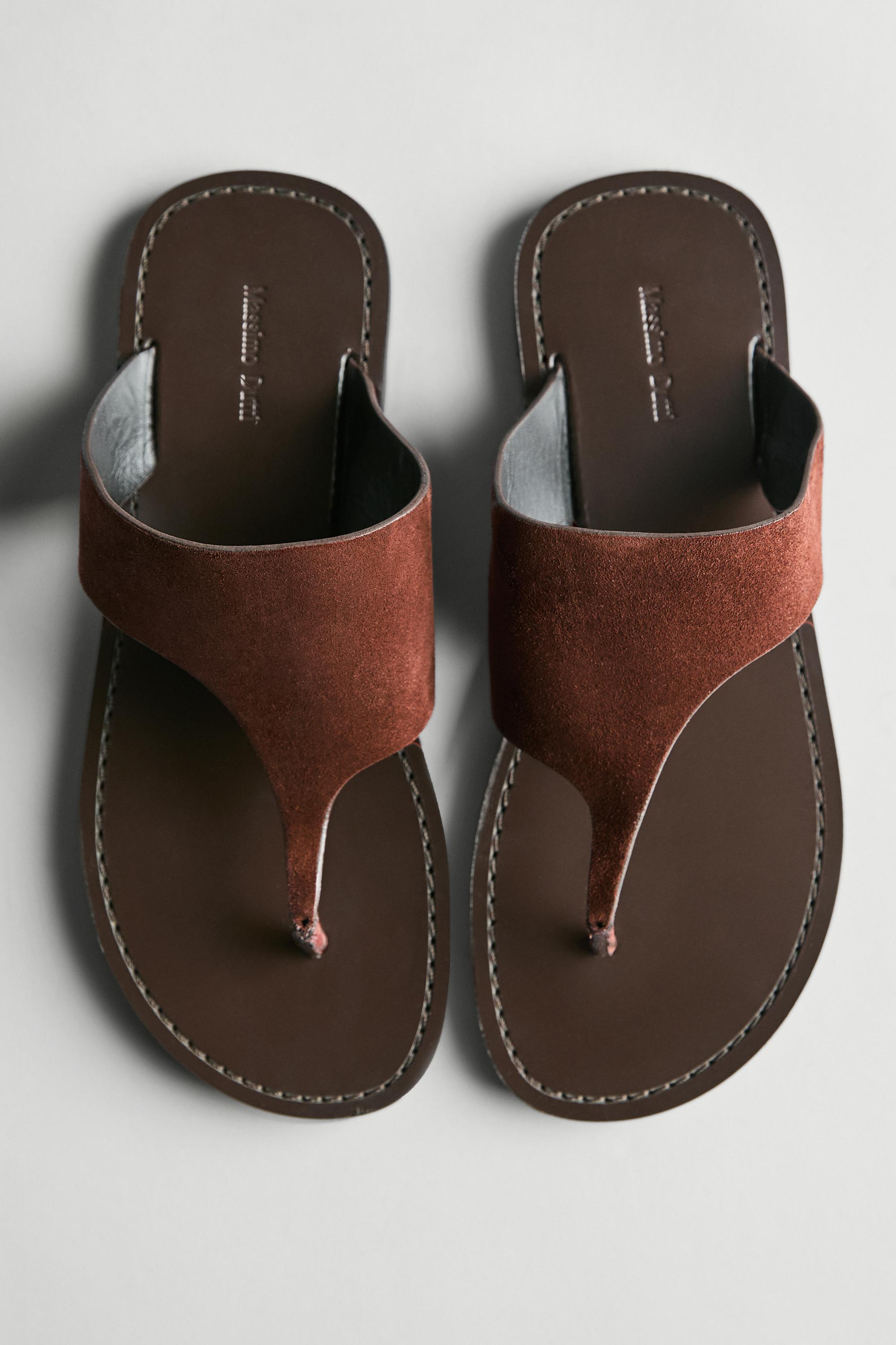 Split leather toe divider sandals — Burgundy Red