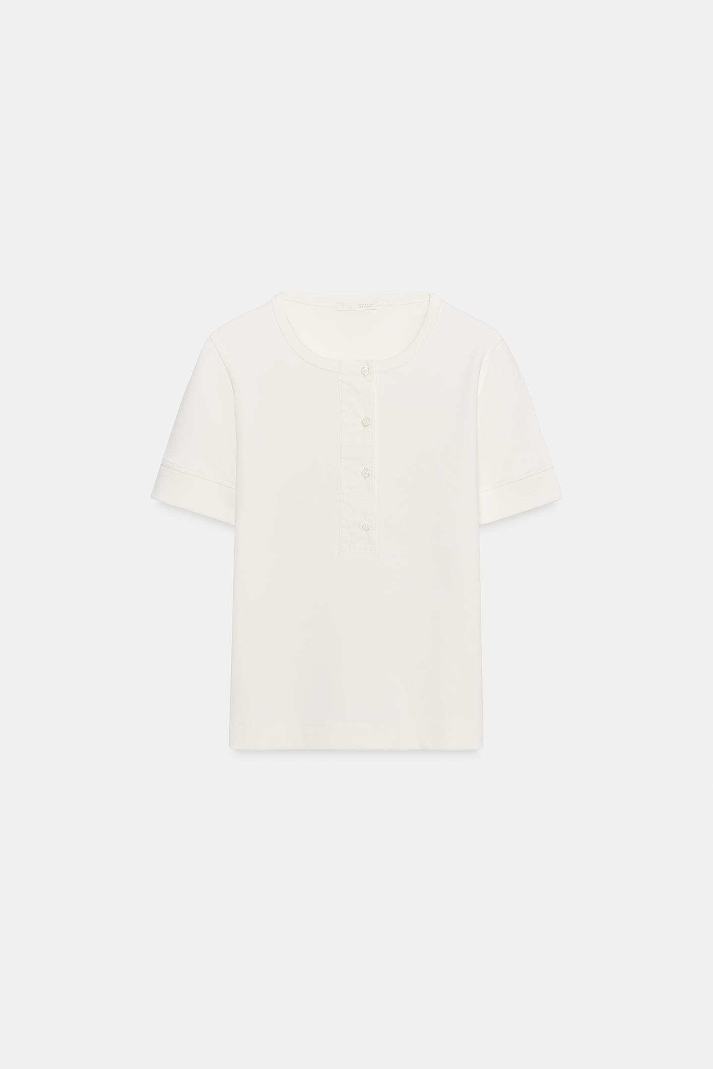 Женская футболка Zara Ribbed Button, цвет: Белый — фото 4