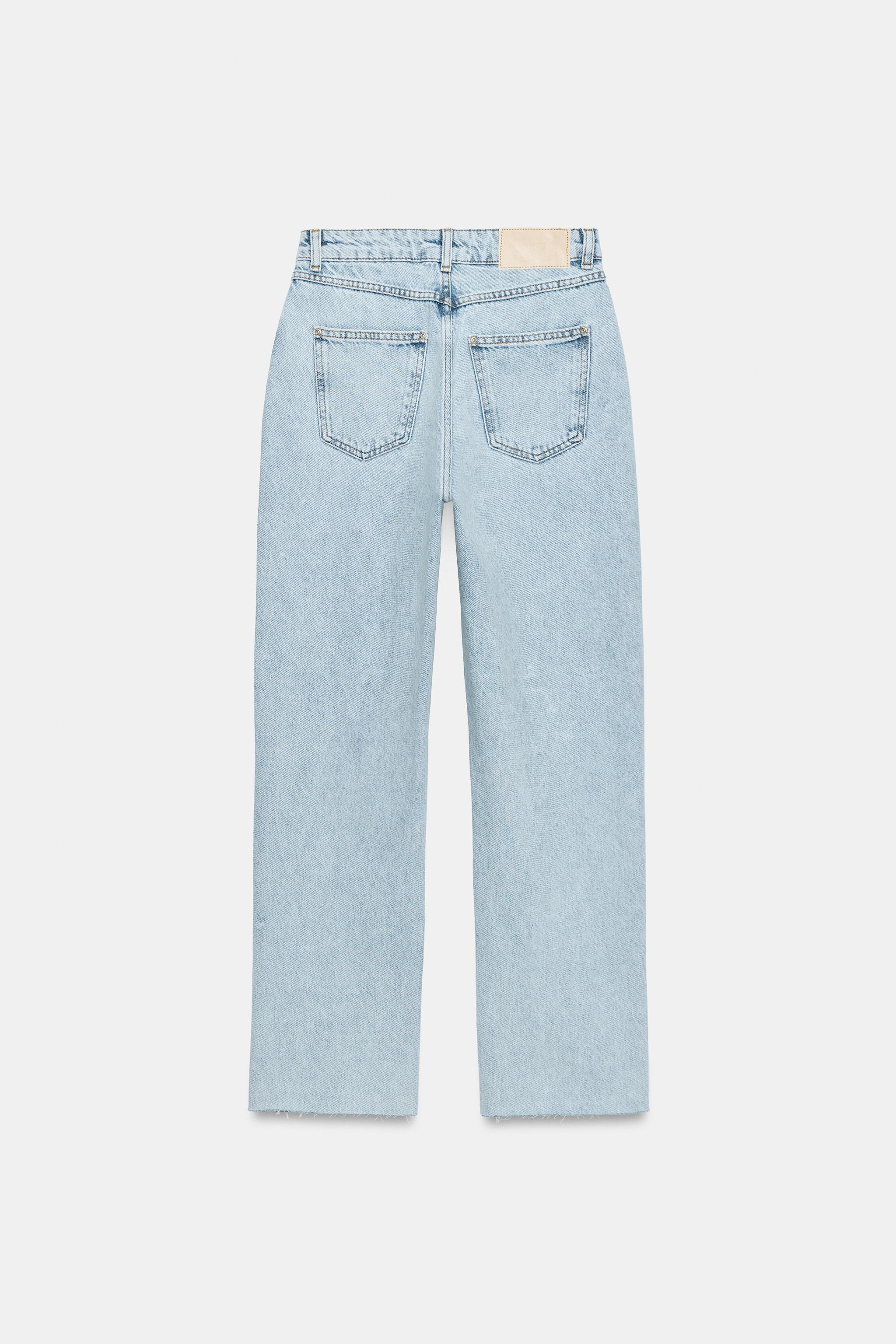 Z1975 クロスウエストストレートデニムパンツ - ライトブルー | ZARA
