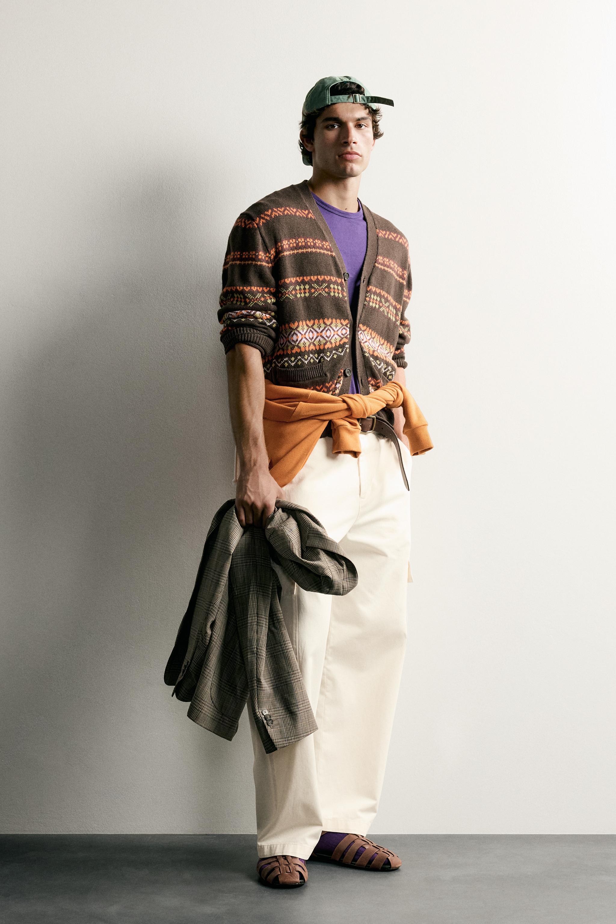COTTON-LINEN JACQUARD REGULAR FIT CARDIGAN