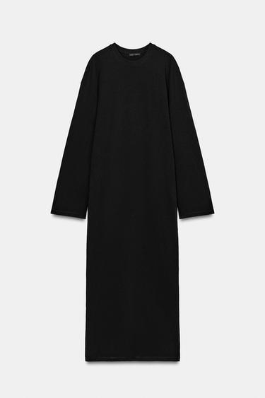 ROBE LONGUE EN COTON - Noir de Zara