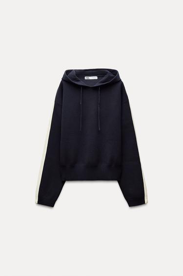 KNIT SWEATSHIRT WITH SIDE STRIPE - Navy blue by Zara