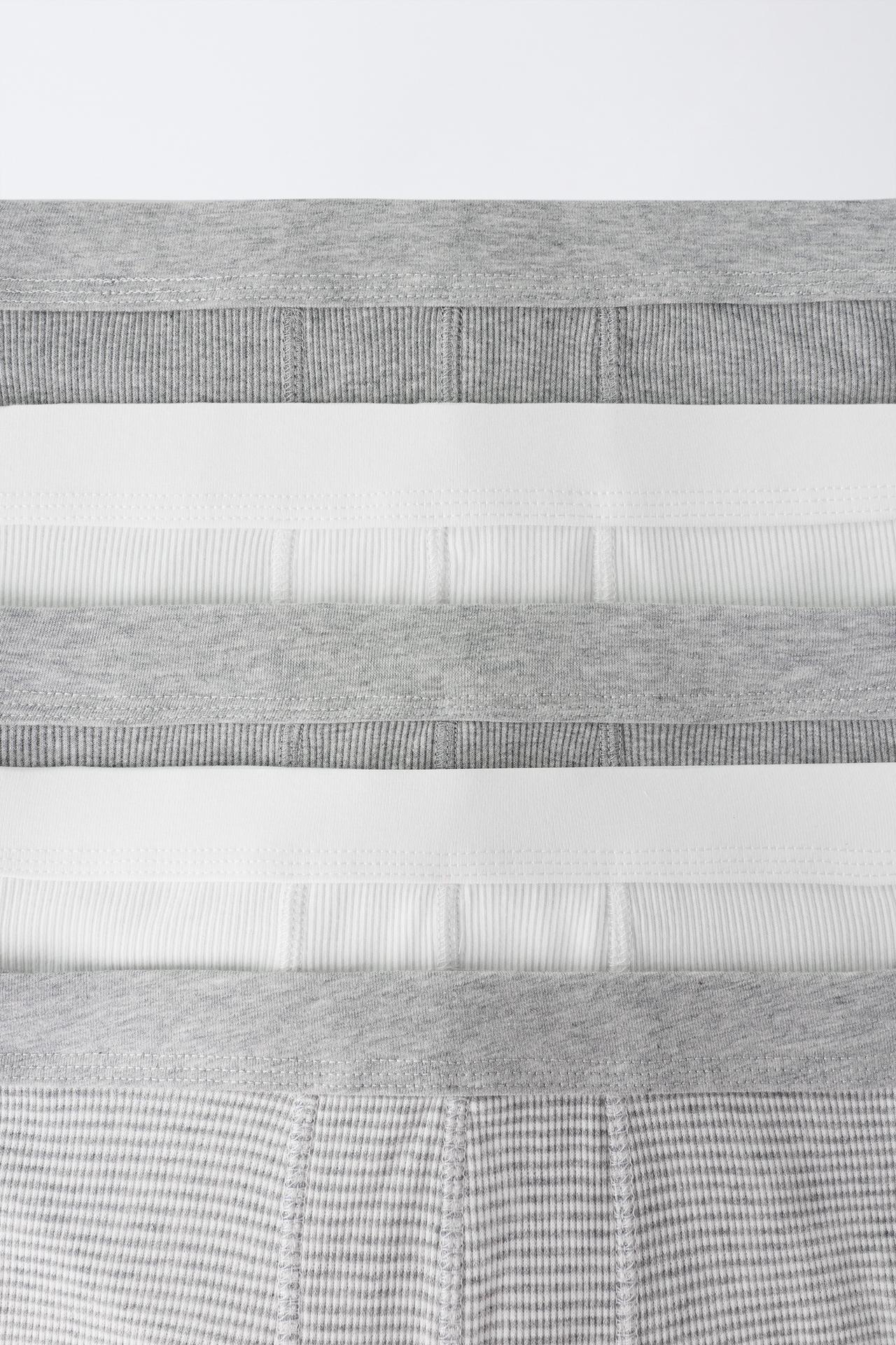 AGES 6-14 / 5-PACK RIBBED BOXER SHORTS — Ecru / Marl