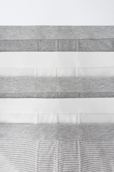 AGES 6-14 / 5-PACK RIBBED BOXER SHORTS — Ecru / Marl 2