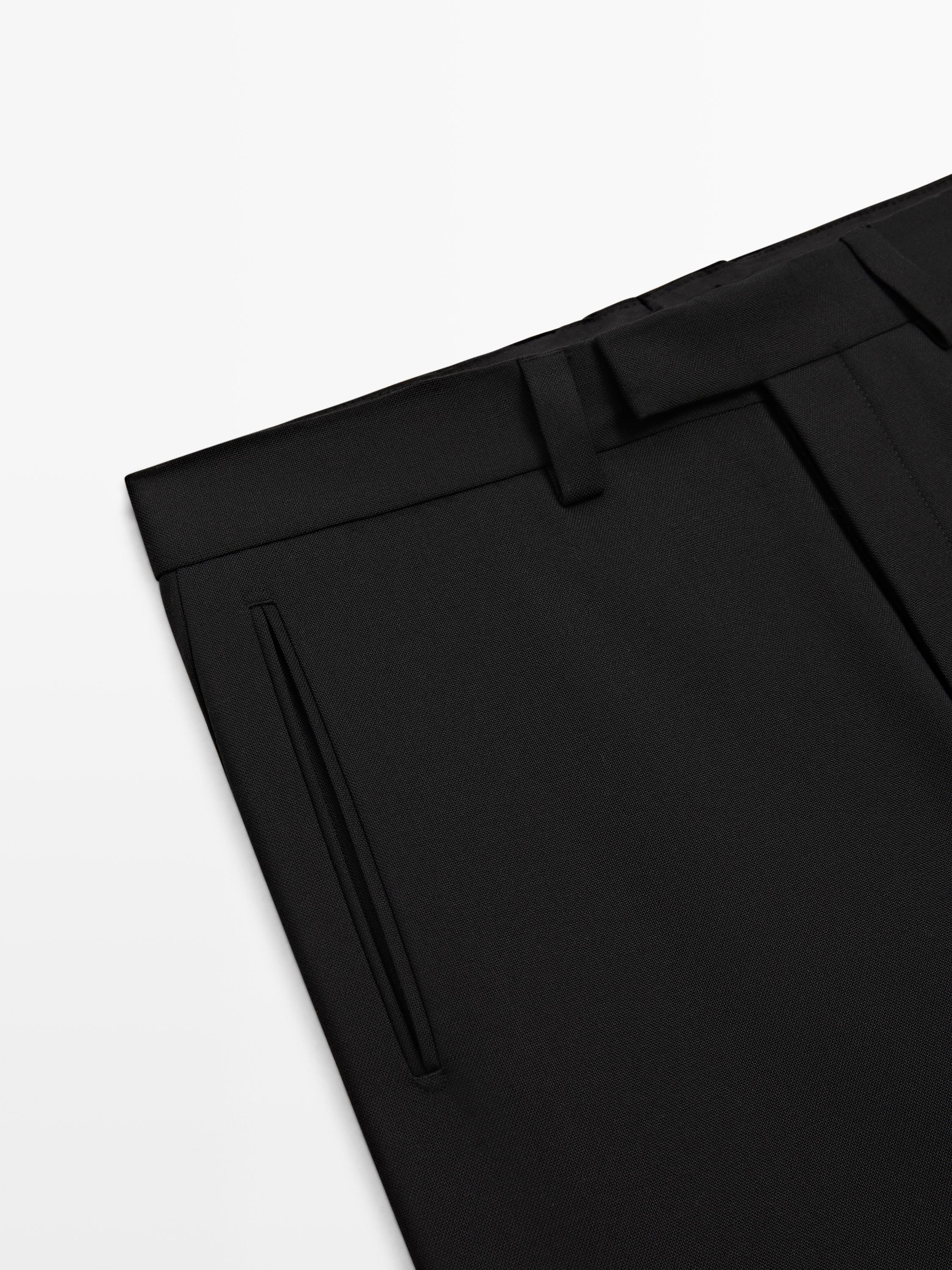 Three-ply wool barrel fit trousers