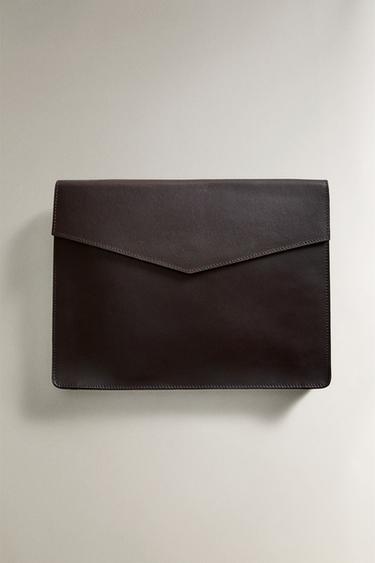 LEATHER DOCUMENT FOLDER - Brown / Green by Zara - Image 0