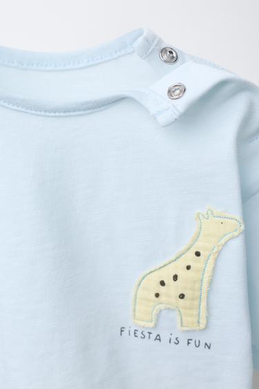 GIRAFFE APPLIQUÉ T-SHIRT - Light blue by Zara - Image 2