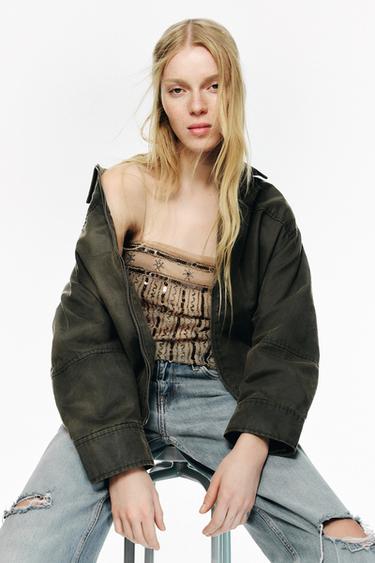 CHAQUETA ENCERADA - Gris medio de Zara