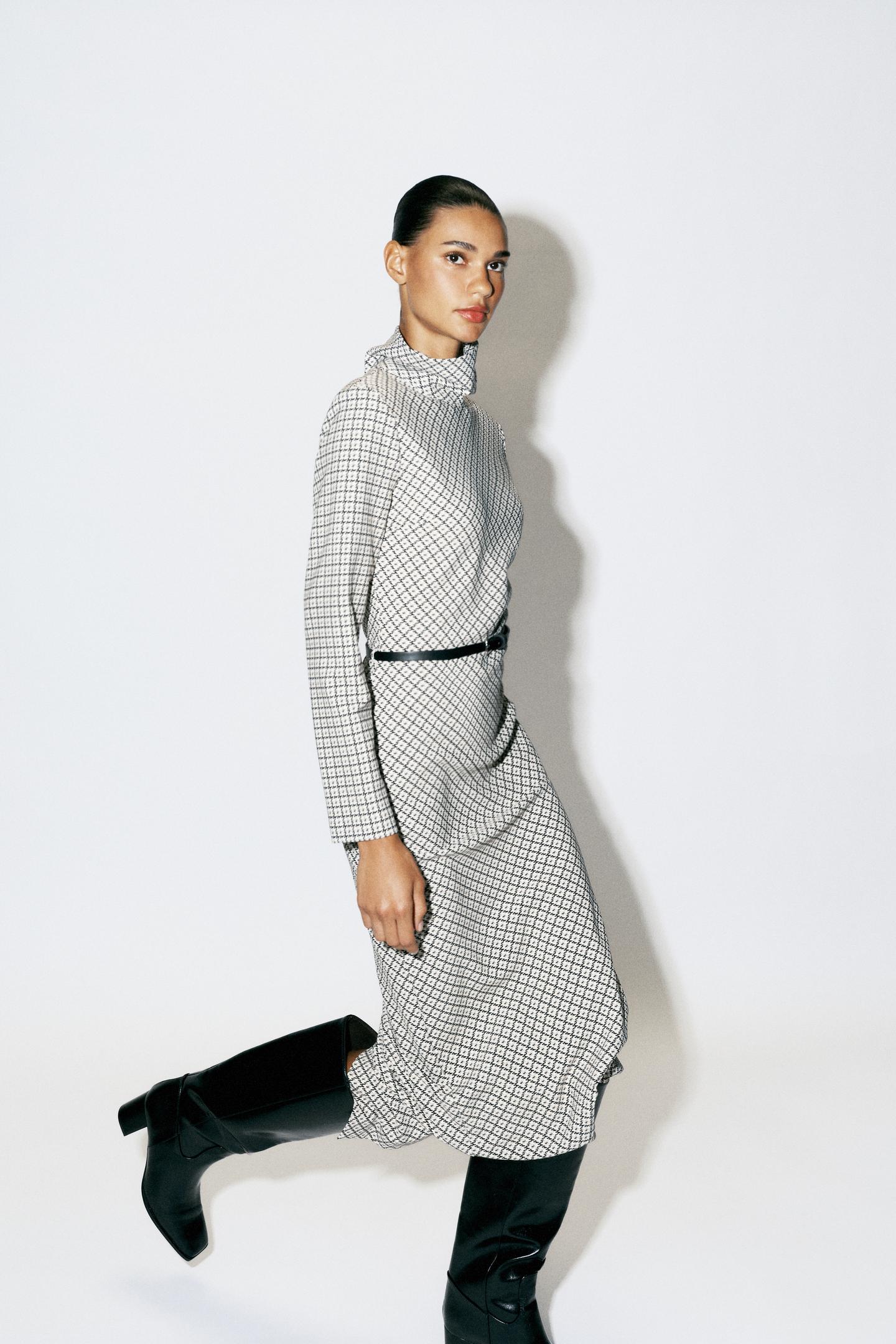 Женское платье Zara Printed Belted Maxi, цвет: Чёрный / Экрю — фото 5