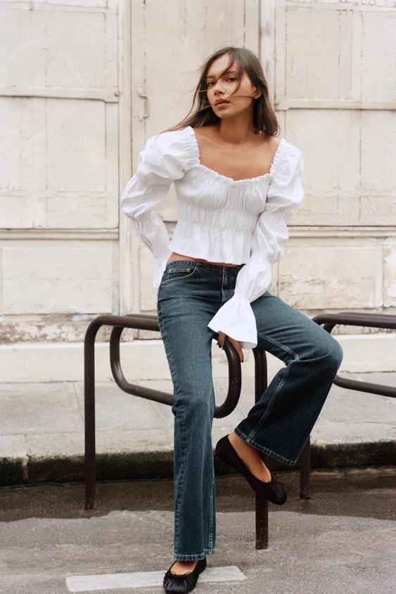 PUFF SLEEVE RUCHED TOP