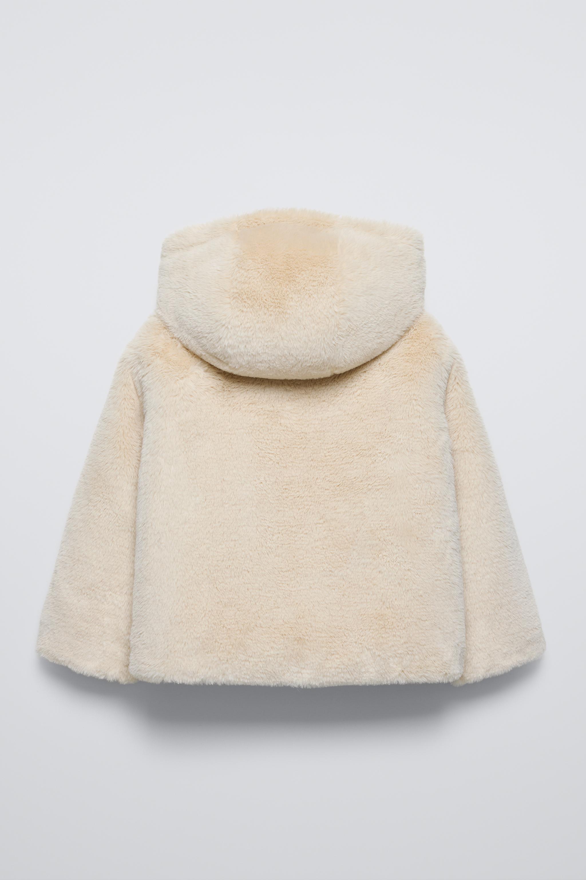 FAUX FUR HOODED JACKET Light beige ZARA United Kingdom