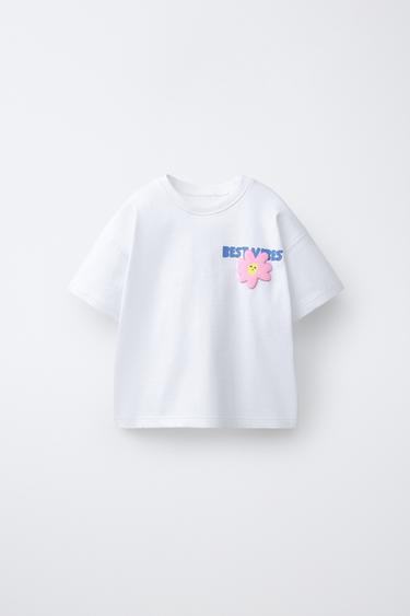 ФУТБОЛКА СО СТИКЕРАМИ — БЕЛЫЙ от Zara