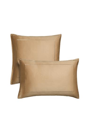 Zara SATEEN PILLOWCASE WITH DOUBLE TRIM - Beige
