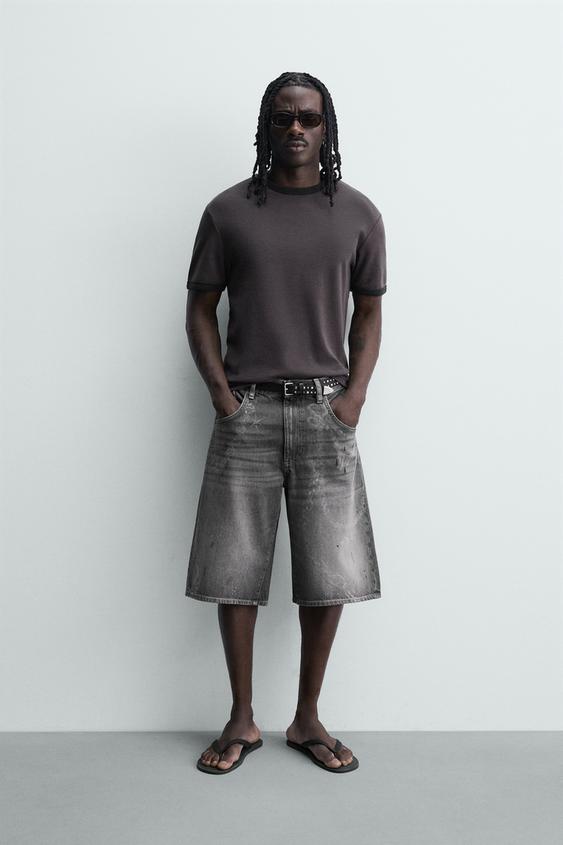 CHAIN EFFECT WASHED DENIM SHORTS from Zara - $69.90
