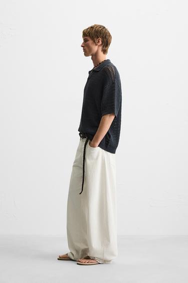 POLO EN MAILLE AJOURÉE - Gris anthracite de Zara - Image 3