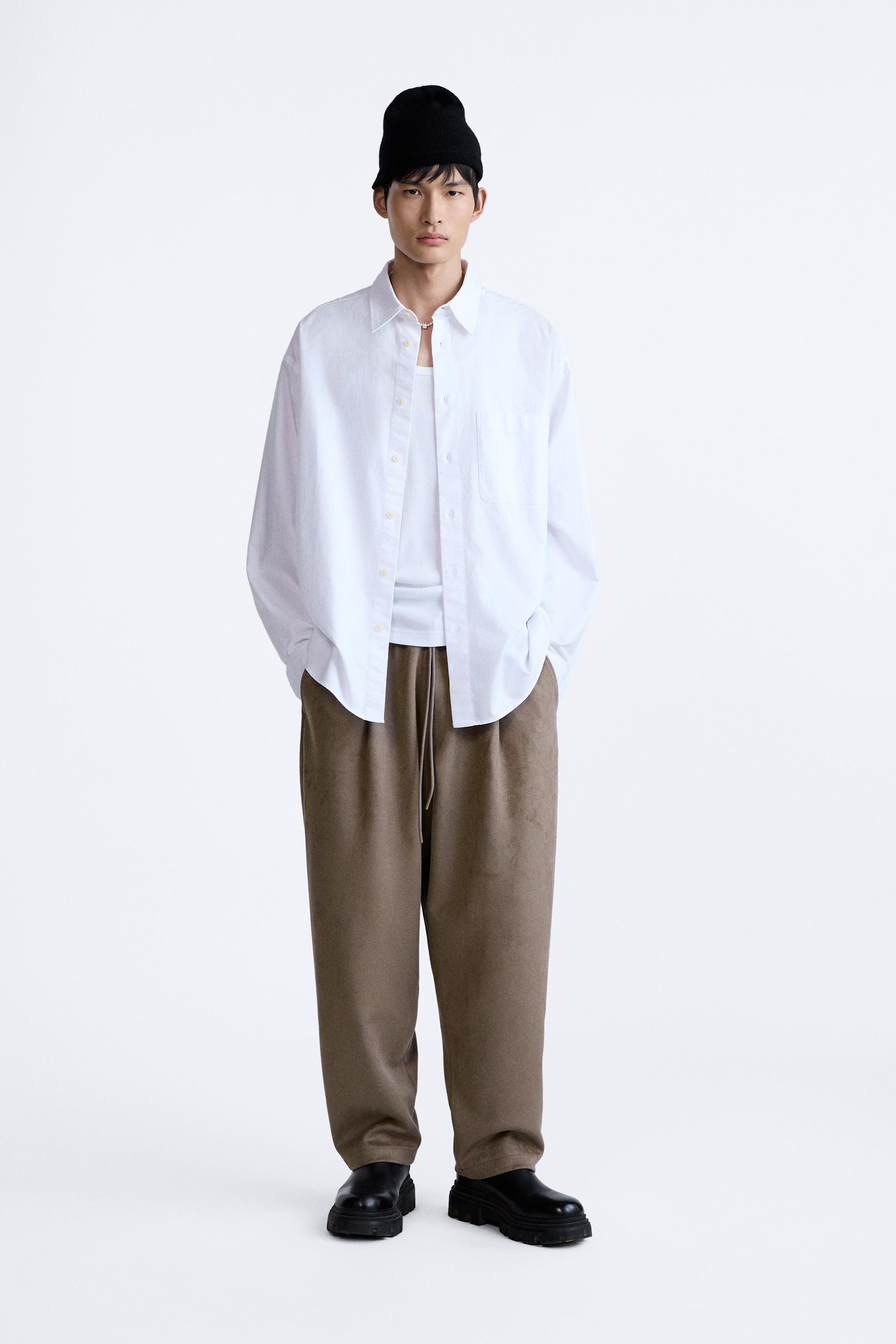 PLEATED WIDE FIT PANTS - Light tan