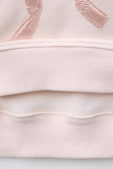 SWEAT AVEC NŒUD BRODÉ EN SATIN - Rose de Zara - Image 3