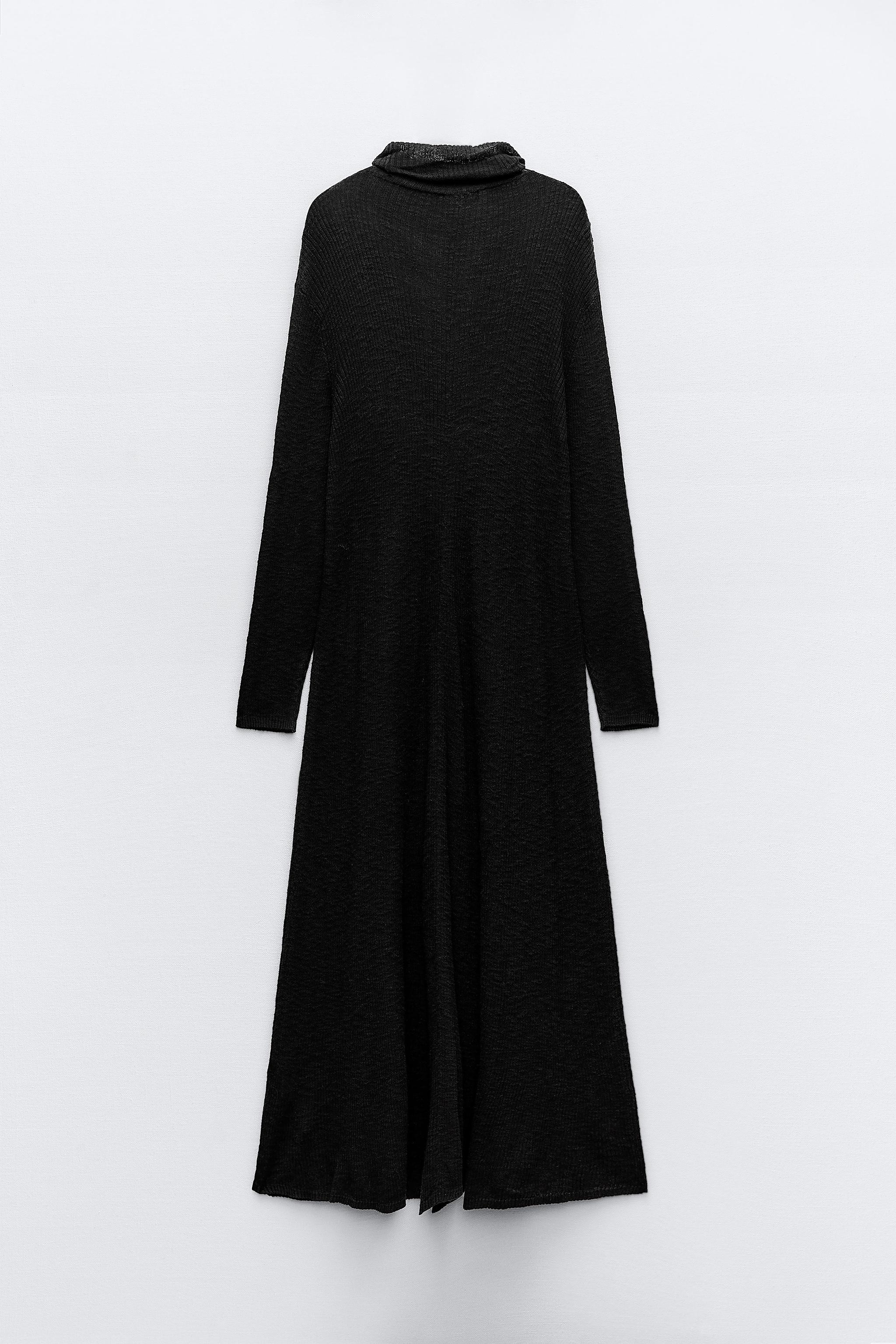 LONG RIBBED KNIT DRESS - Black | ZARA Canada