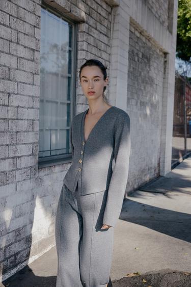 SOFT BUTTON CARDIGAN - Mid-grey by Zara