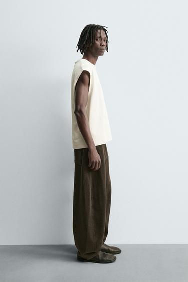T-SHIRT TANK EFFET NÉOPRÈNE - Blanc cassé de Zara - Image 3