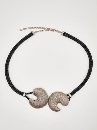 Ceinture en cuir avec boucle fossile - Argent de Zara
