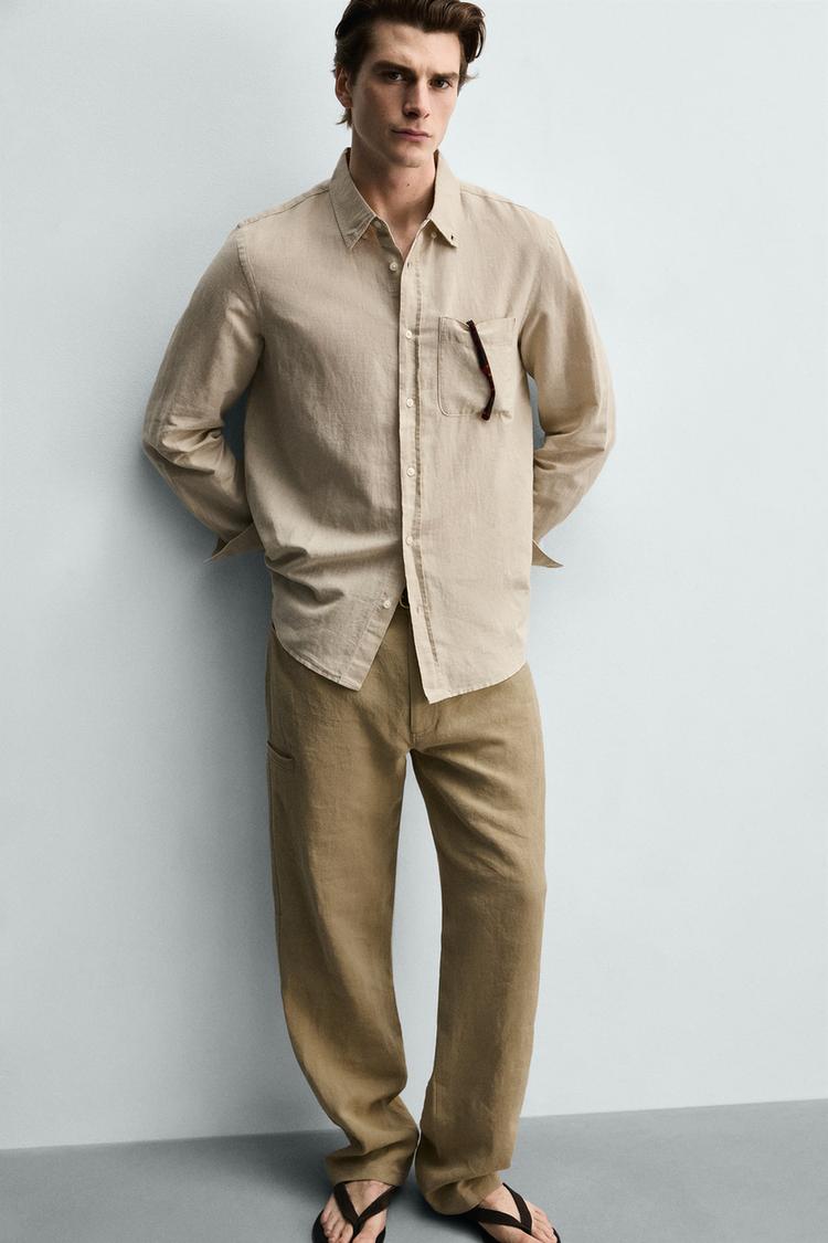 Camisa de lino y algodón de corte regular 6